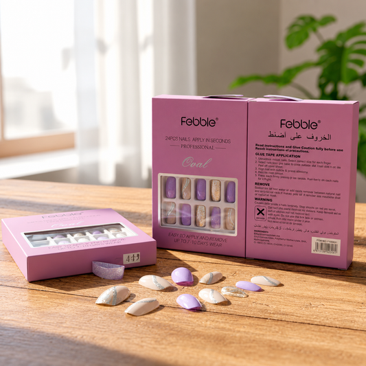 Febble Lilac Purple Glitter Press-On Nails