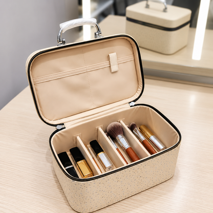 Beige Glitter Makeup Case