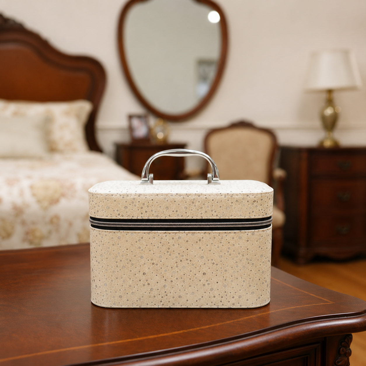 Beige Glitter Makeup Case