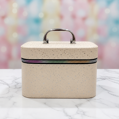 Beige Glitter Makeup Case